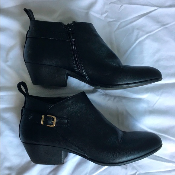 Wanted 7.5 black with gold buckle low heel bootie, worn 1x. - Picture 2 of 7